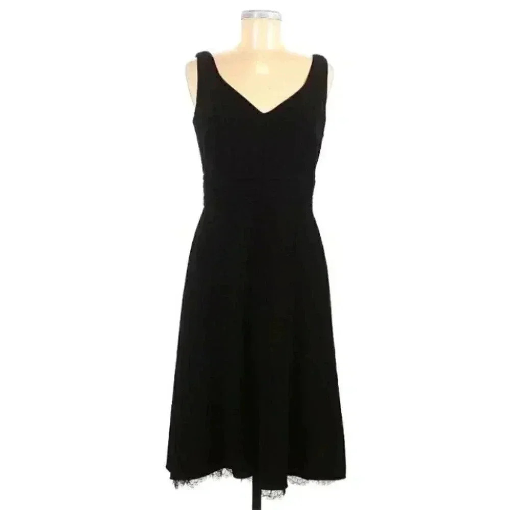 ANN TAYLOR V-neck Sleeveless Empire Black Dress